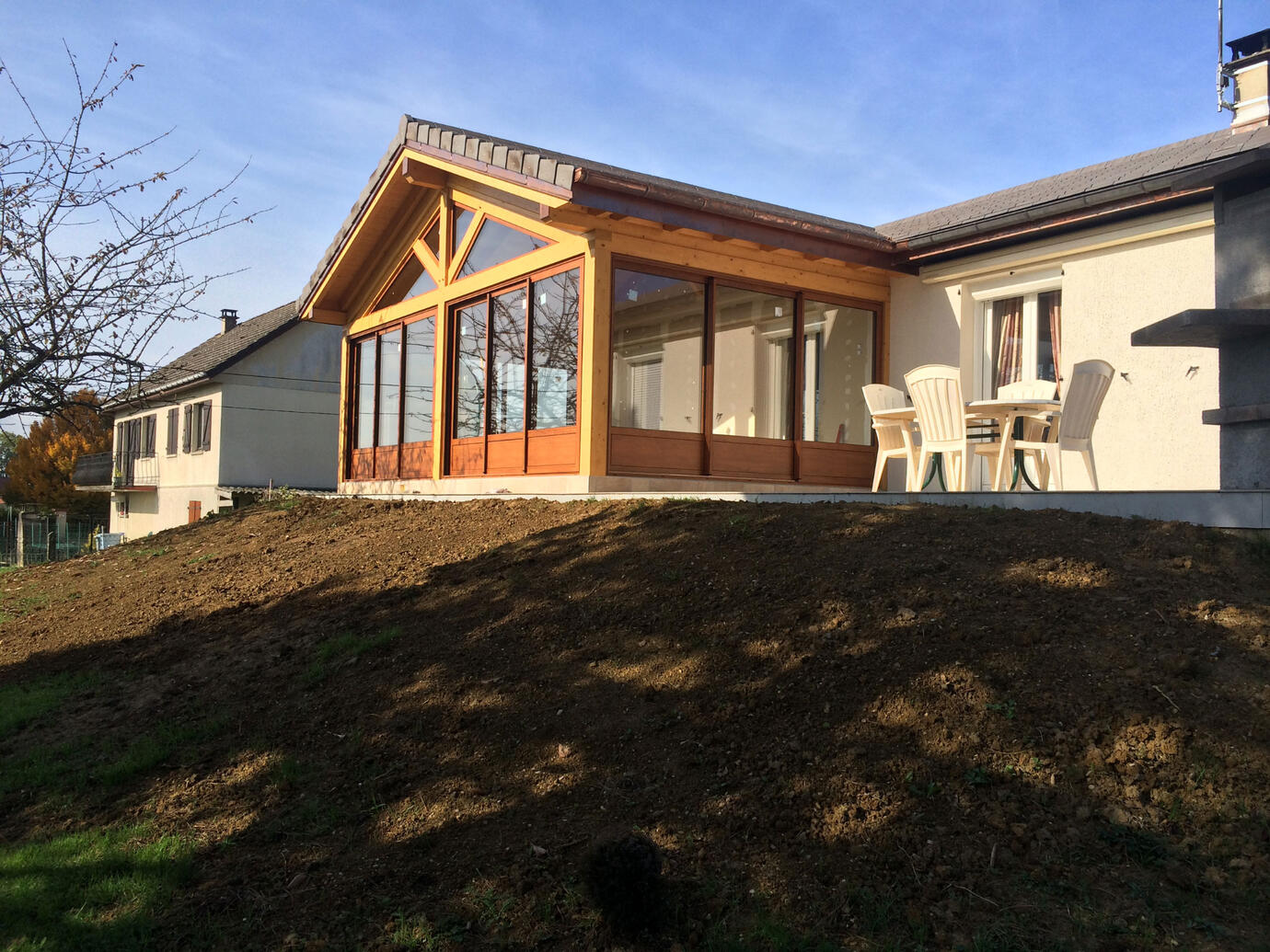 Vue de l'extension en bois